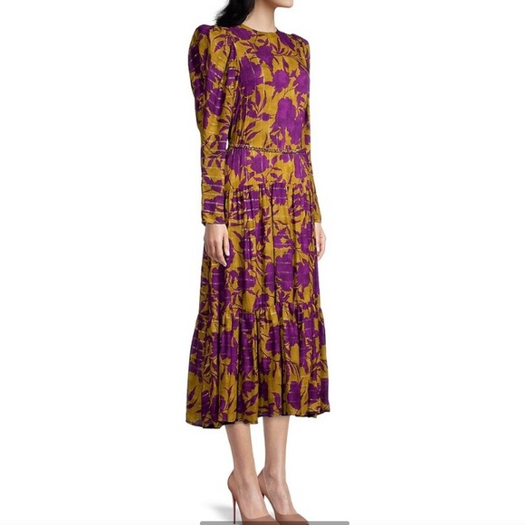 Delfi Taylor Belted Voile MidiDress size Medium - Picture 3 of 4